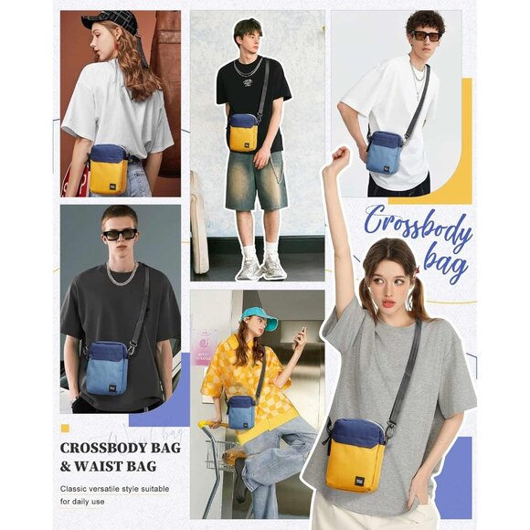 Mini Crossbody Bag Nylon Lightweight Small Messenger Compact Unisex - Picture 2 of 9